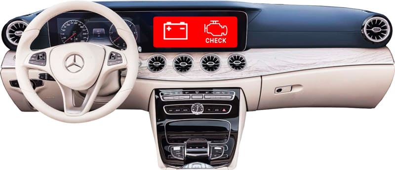 a mercedes-benz dash displays warning messages